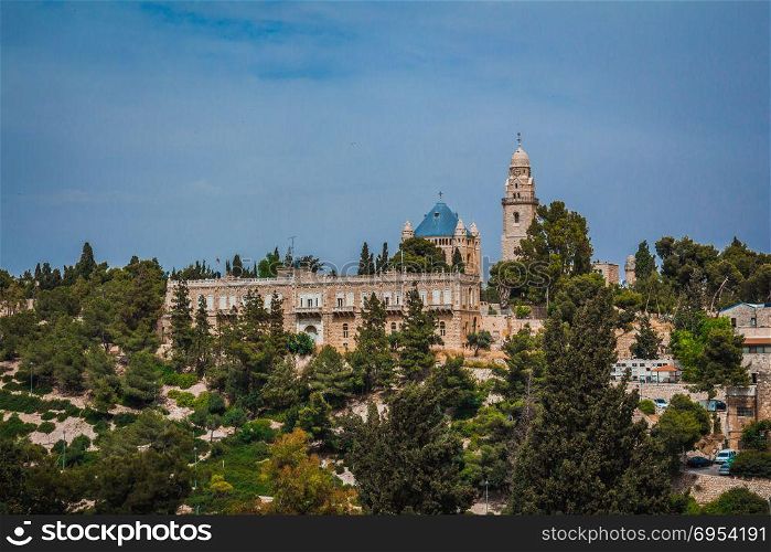 The Abbey of the Dormition building at mount zion in Jerusalem.