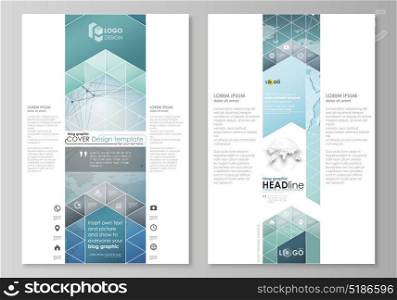 The abstract minimalistic vector illustration of the editable layout of two modern blog graphic pages mockup design templates. Chemistry pattern, connecting lines and dots. Medical concept.. The abstract minimalistic vector illustration of the editable layout of two modern blog graphic pages mockup design templates. Chemistry pattern, connecting lines and dots. Medical concept