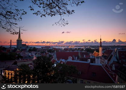 The Aerial View of Tallinn Old Town from Viewing Platform at Toompea Hill, Estonia