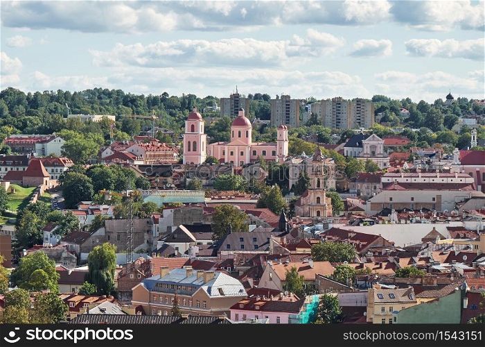 The Aerial View of Vilnius City from Gediminas Castle Tower, Vilnius, Lithuania