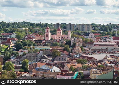 The Aerial View of Vilnius City from Gediminas Castle Tower, Vilnius, Lithuania