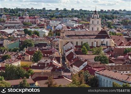 The Aerial View of Vilnius City from Gediminas Castle Tower, Vilnius, Lithuania
