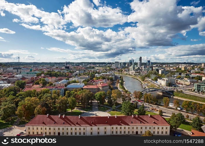 The Aerial View of Vilnius City from Gediminas Castle Tower, Vilnius, Lithuania