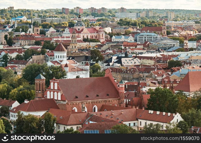 The Aerial View of Vilnius City from The Three Crosses, Vilnius, Lithuania