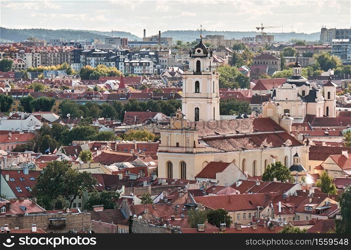 The Aerial View of Vilnius City from The Three Crosses, Vilnius, Lithuania
