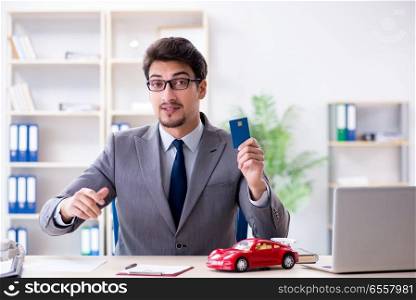 The agent offering car motor insurance. Agent offering car motor insurance