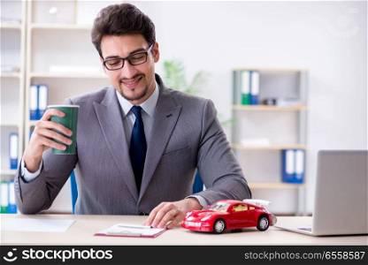 The agent offering car motor insurance. Agent offering car motor insurance