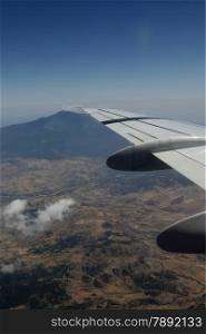 the air view allround the east part of Sicily near the Town of Catania in Sicily in south Italy in Europe.