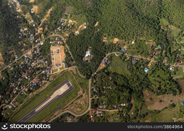 the airport of Mae Hong Son in the north provinz of Mae Hong Son in the north of Thailand in Southeastasia.. ASIA THAILAND MAE HONG SON