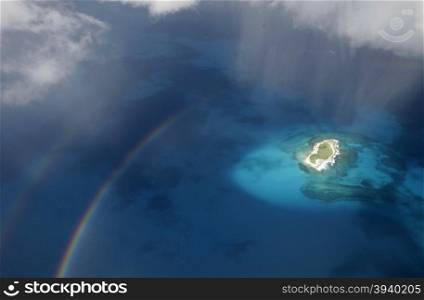 the airview of the seascape of the Los Roques Islands in the caribbean sea of Venezuela.. SOUTH AMERICA VENEZUELA LOS ROQUES AIR VIEW