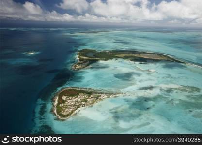 the airview of the seascape of the Los Roques Islands in the caribbean sea of Venezuela.. SOUTH AMERICA VENEZUELA LOS ROQUES AIR VIEW