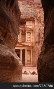 The Al Khazneh Treasury in the Temple city of Petra in Jordan in the middle east.. ASIA MIDDLE EAST JORDAN ETRA