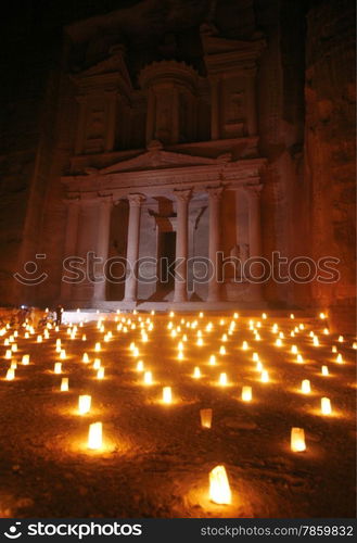 The Al Khazneh Treasury in the Temple city of Petra in Jordan in the middle east.. ASIA MIDDLE EAST JORDAN ETRA