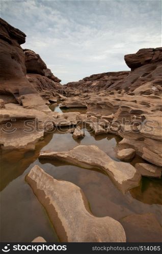 The Amazing of Rock in Mekong River, Ubon Ratchathani, Thailand.