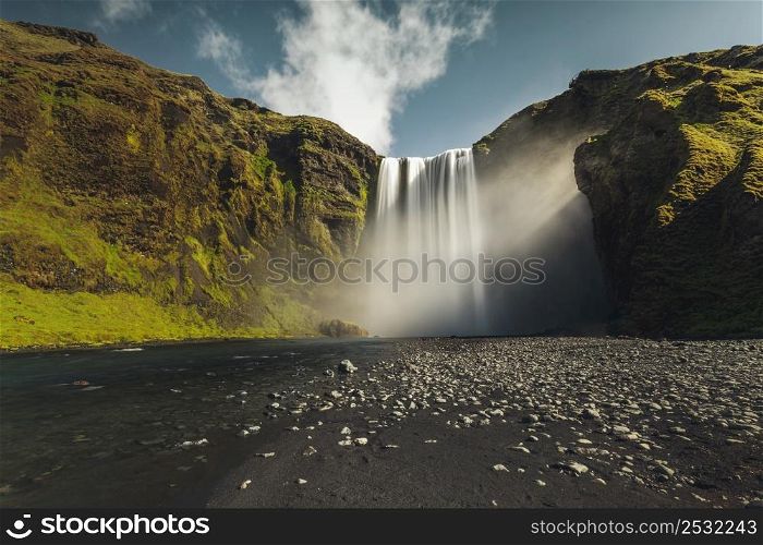 The amazing Skogafoss waterfall in Iceland