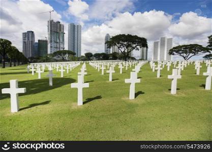 The American Memorial Cemetery with buildings in background; Manila; Philippines