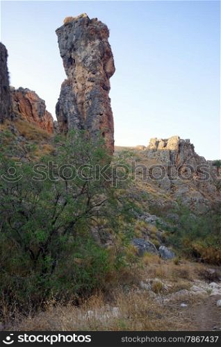 The Amud pillar in the ravine, Israel