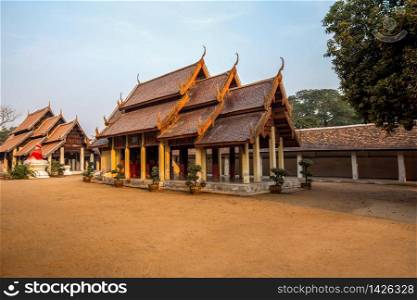 The ancient building in Lanna style located in the area of Wat Phra That Lampang Luang an iconic Buddhist temple in Lampang province of Thailand