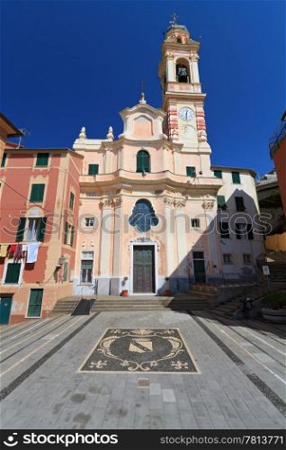 the ancient church in Sori, small town in Liguria, Italy