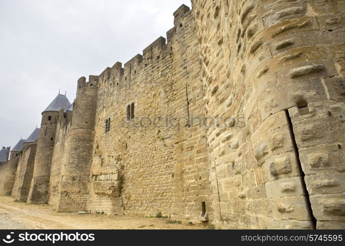 The ancient fortification of Carcassone in southern France