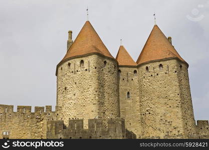 The ancient fortification of Carcassone in southern France