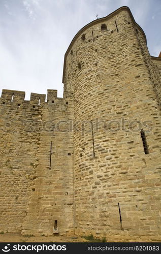 The ancient fortification of Carcassone in southern France