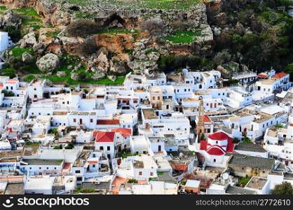The Ancient Greek Town Lindos From Bird&rsquo;s Eye View