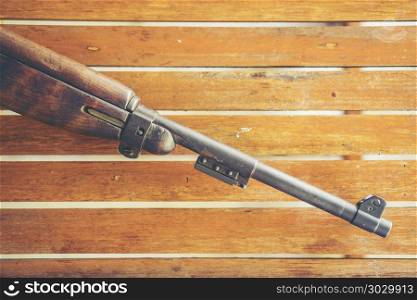 The ancient machine gun of the Second World War. the bullet of the gun looks at point blank range. Pointed soft short selective focus nozzle of the machine gun