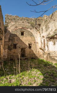 The ancient ruins of the convent of San Francescu di Caccia near Castifao in the Balagne region of Corsica