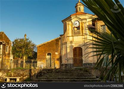 The Ancient Sicilian church in the beautiful morning sun