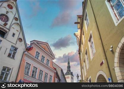The ancient streets of the European city of Tallinn. Estonia