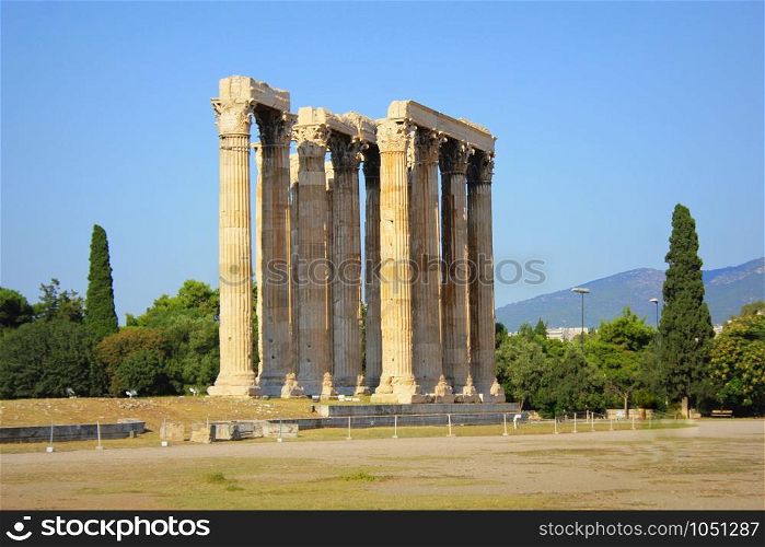 The ancient temple of Olympian Zeus in Athens, Greece .. The ancient temple of Olympian Zeus in Athens, Greece