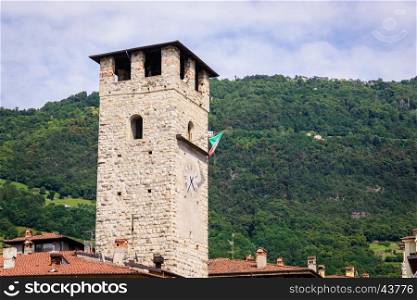 The ancient tower,thought to have been built in the xiii century.Pisogne town.