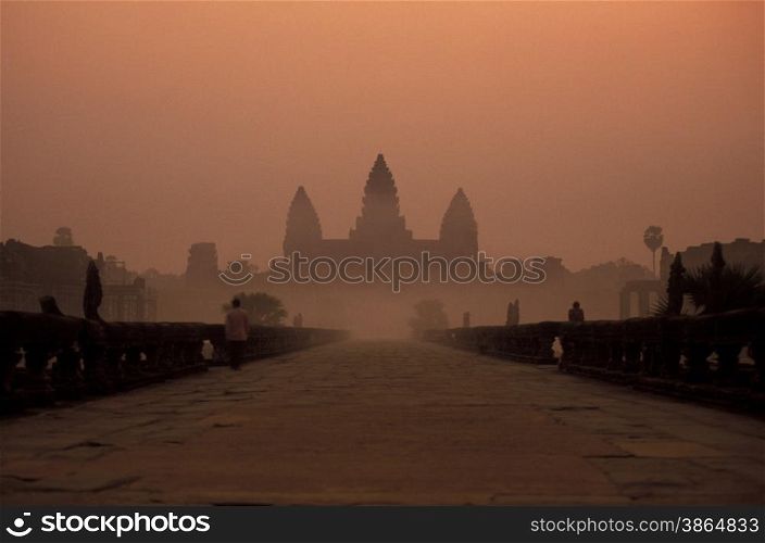 the angkor wat temple in Angkor at the town of siem riep in cambodia in southeastasia. . ASIA CAMBODIA ANGKOR WAT