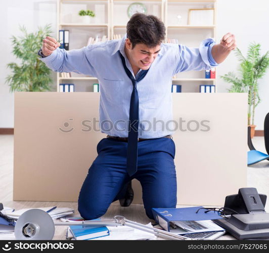 The angry businessman frustrated with too much work. Angry businessman frustrated with too much work