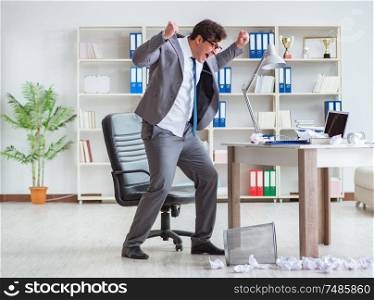 The angry businessman shocked working in the office fired sacked. Angry businessman shocked working in the office fired sacked