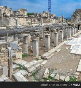 The antique Great Theatre of Ephesus on a sunny summer day. Great Theatre of Ephesus, Turkey