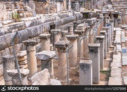 The antique Great Theatre of Ephesus on a sunny summer day. Great Theatre of Ephesus, Turkey