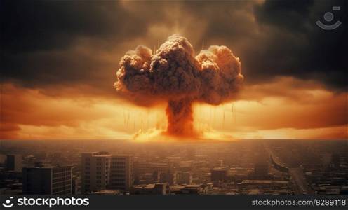 The Apocalypse Unleashed  Massive Nuclear Bomb Explosion. Generative AI