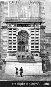 The Apollo Gallery in the Louvre, vintage engraved illustration. Magasin Pittoresque 1852.