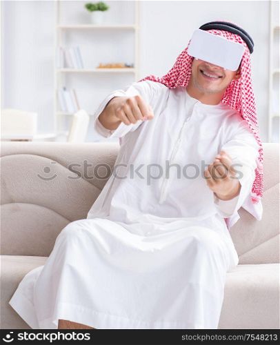 The arab man with virtual reality glasses. Arab man with virtual reality glasses