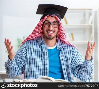 The arab student preparing for university exams. Arab student preparing for university exams