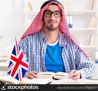 The arab student studying english language. Arab student studying english language