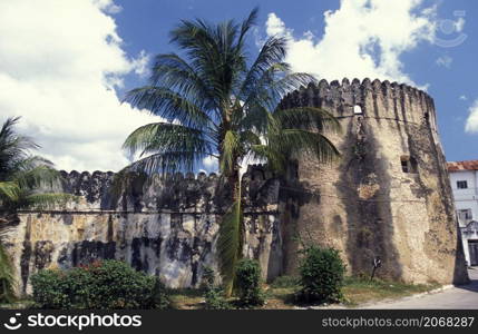 the arabian Old Fort in the Old Town of Stone Town on the Island of Zanzibar in Tanzania. Tanzania, Zanzibar, Stone Town, October, 2004