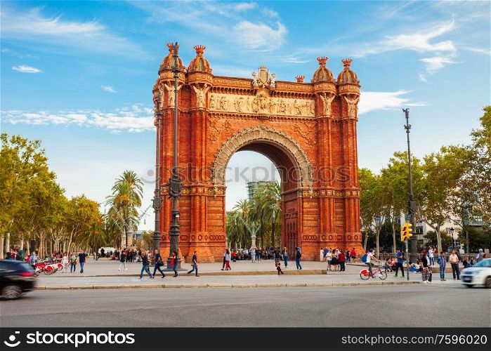 The Arc de Triomf or Arco de Triunfo is a triumphal arch in the city of Barcelona in Catalonia region of Spain
