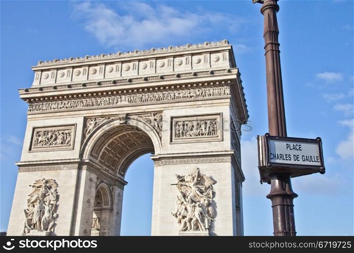 The Arc de Triomphe (Arc de Triomphe de l&rsquo;A?toile) is one of the most famous monuments in Paris. It stands in the centre of the Place Charles de Gaulle, at the western end of the Champs-A?lysAes
