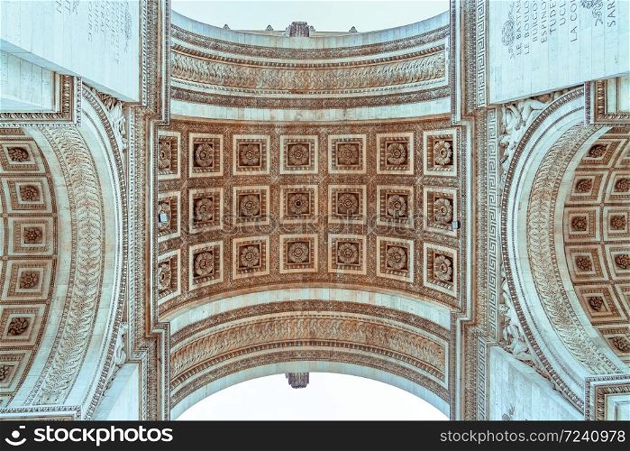 The Arc de Triomphe in paris, seen from below.. The Arc de Triomphe in paris, seen from below