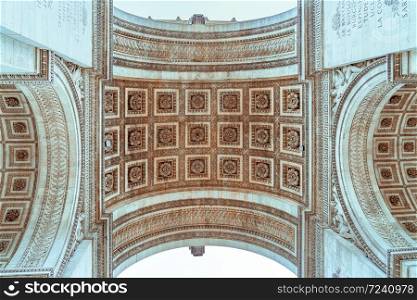 The Arc de Triomphe in paris, seen from below.. The Arc de Triomphe in paris, seen from below