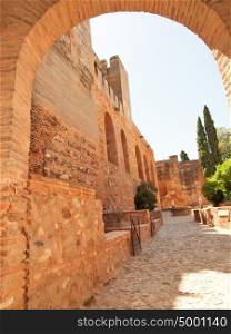 The arch of Alcazaba fortress, the Alhambra in Granada, Andalucia, Spain