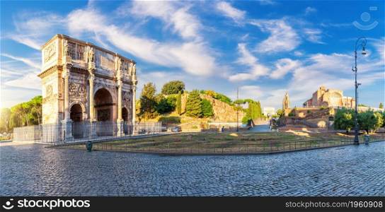 The Arch of Constantine near the Coliseum and Roman Forum, Italy.